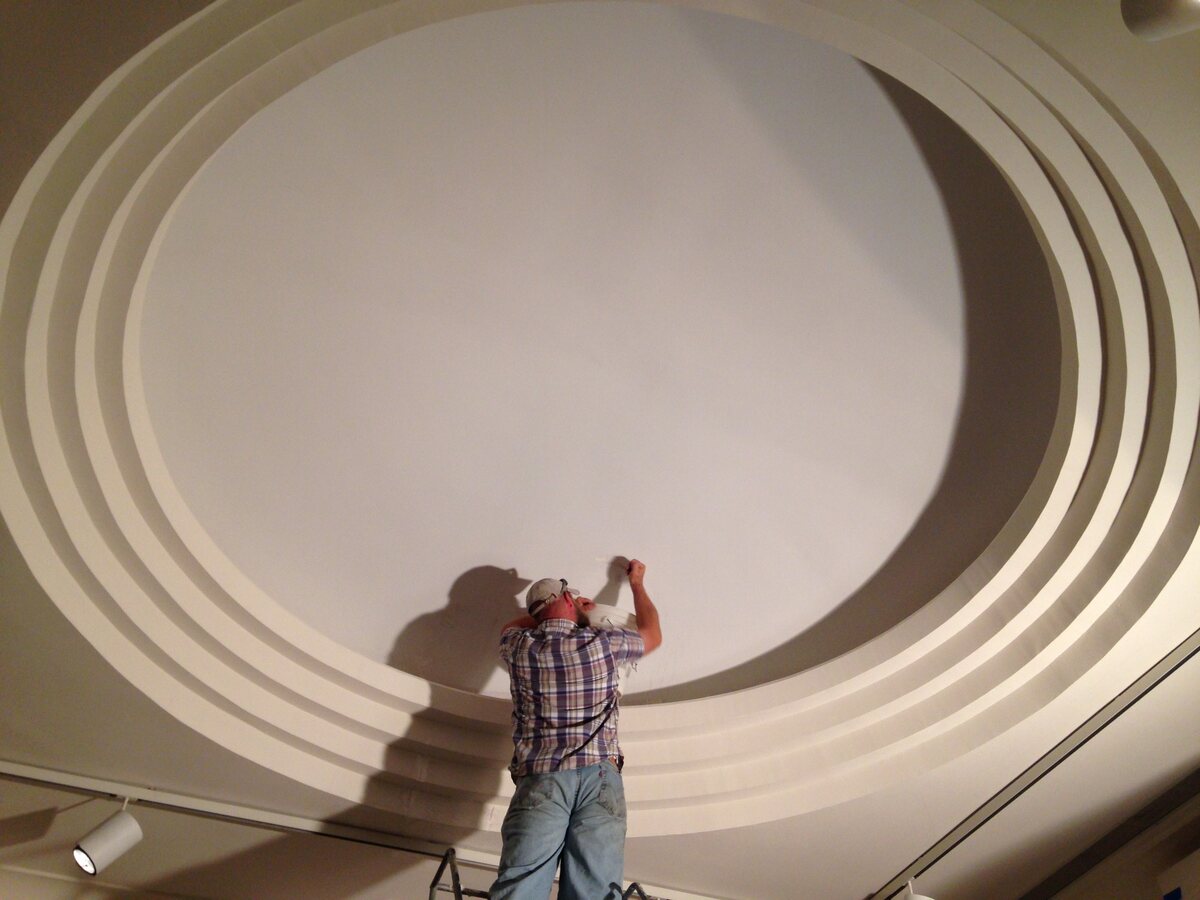 Hand-cast circular relief in progress